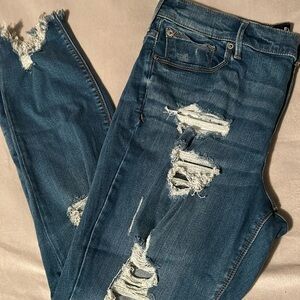 Express Distressed Midrise ankle jeggings